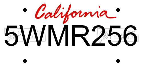 5WMR256 California License Plate