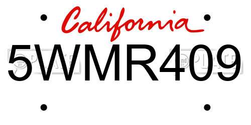 5WMR409 California License Plate