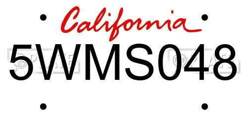 5WMS048 California License Plate