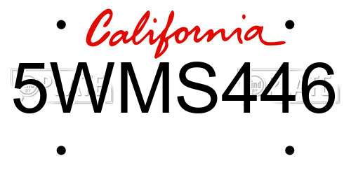 5WMS446 California License Plate