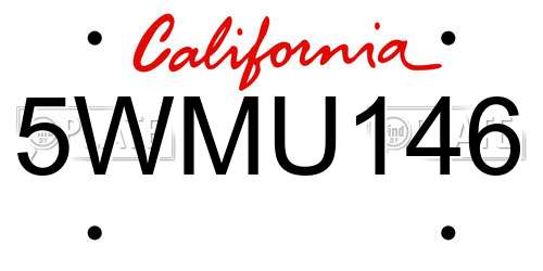 5WMU146 California License Plate