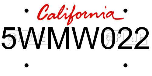 5WMW022 California License Plate
