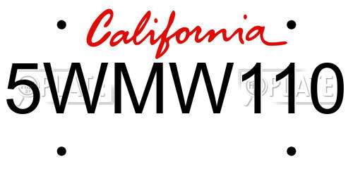 5WMW110 California License Plate
