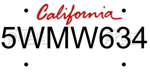 5WMW634 California License Plate