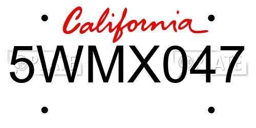 5WMX047 California License Plate