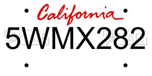 5WMX282 California License Plate