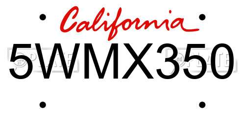 5WMX350 California License Plate