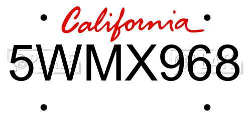5WMX968 California License Plate