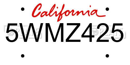 5WMZ425 California License Plate