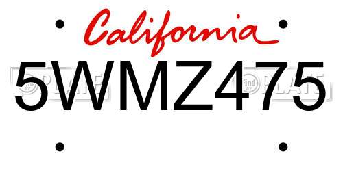 5WMZ475 California License Plate