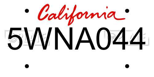 5WNA044 California License Plate