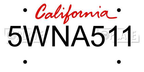5WNA511 California License Plate