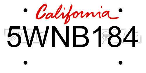 5WNB184 California License Plate