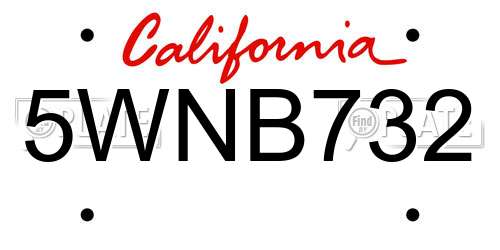 5WNB732 California License Plate
