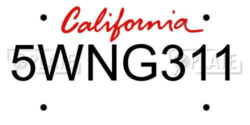 5WNG311 California License Plate