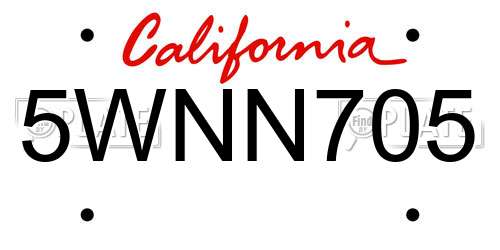 5WNN705 California License Plate