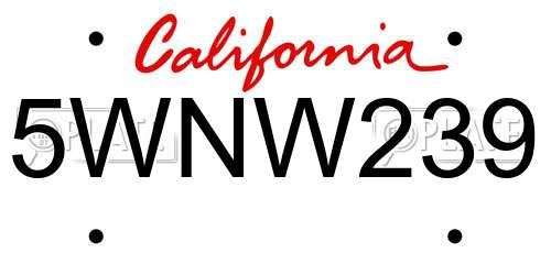 5WNW239 California License Plate
