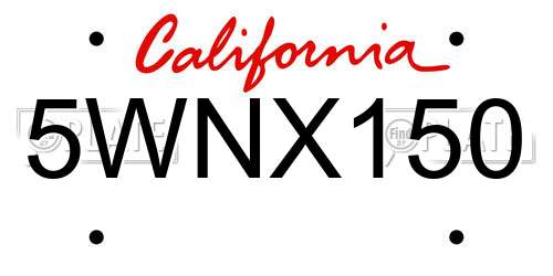 5WNX150 California License Plate