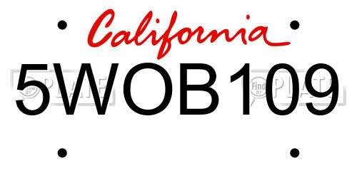 5WOB109 California License Plate