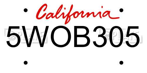 5WOB305 California License Plate