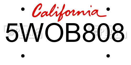 5WOB808 California License Plate