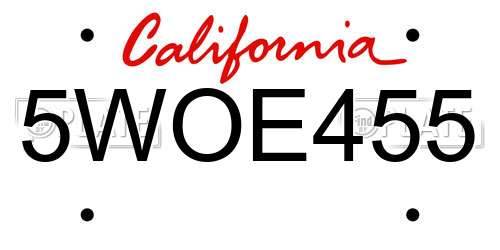 5WOE455 California License Plate