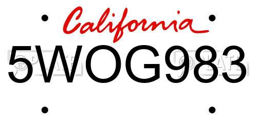 5WOG983 California License Plate