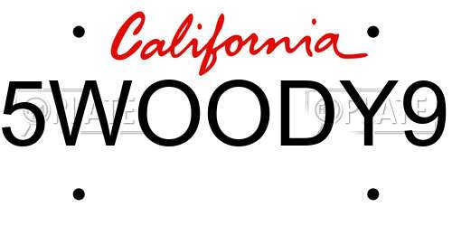 5WOODY9 California License Plate