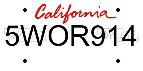 5WOR914 California License Plate