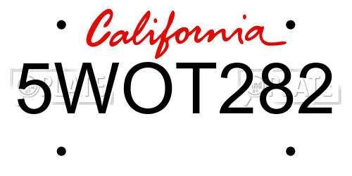 5WOT282 California License Plate