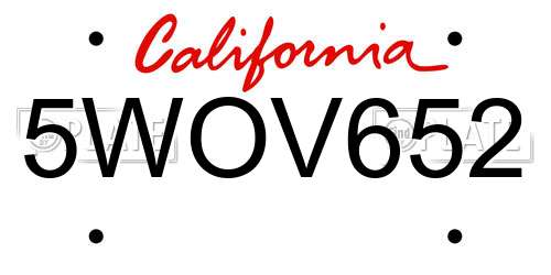 5WOV652 California License Plate