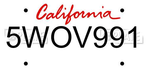 5WOV991 California License Plate