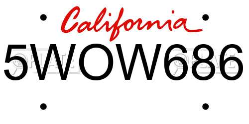 5WOW686 California License Plate