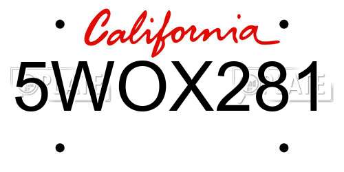 5WOX281 California License Plate