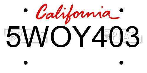 5WOY403 California License Plate