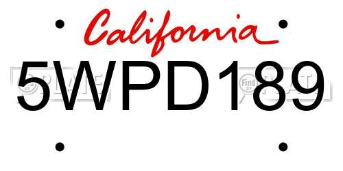 5WPD189 California License Plate