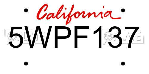 5WPF137 California License Plate