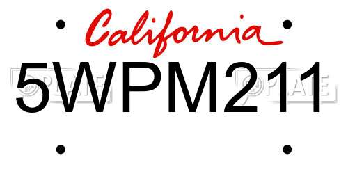 5WPM211 California License Plate