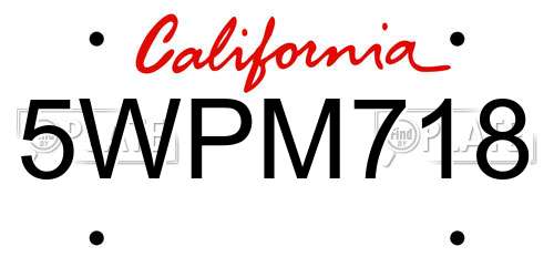 5WPM718 California License Plate