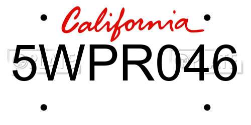 5WPR046 California License Plate