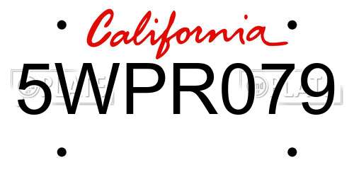 5WPR079 California License Plate