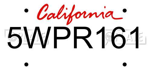 5WPR161 California License Plate