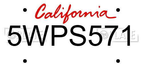 5WPS571 California License Plate