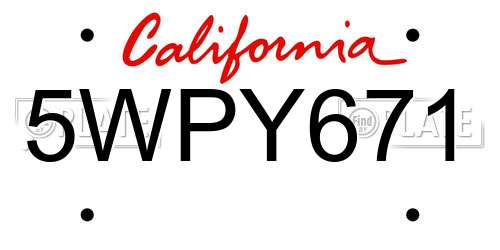 5WPY671 California License Plate