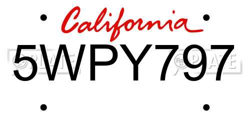 5WPY797 California License Plate