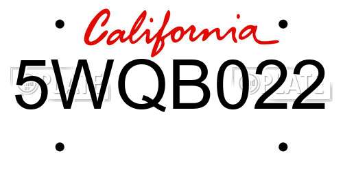 5WQB022 California License Plate