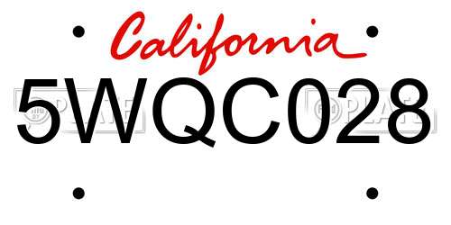 5WQC028 California License Plate