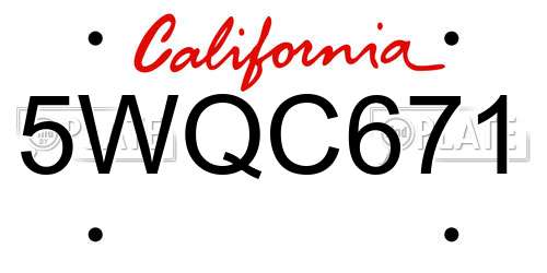 5WQC671 California License Plate