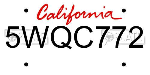 5WQC772 California License Plate