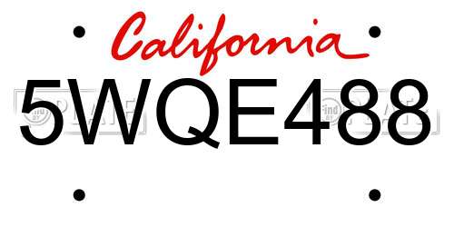 5WQE488 California License Plate